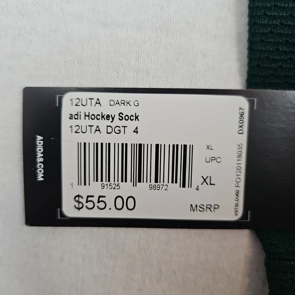 Adidas Dark Green Men's Hockey Stock Socks DX0967 Size XL New‎